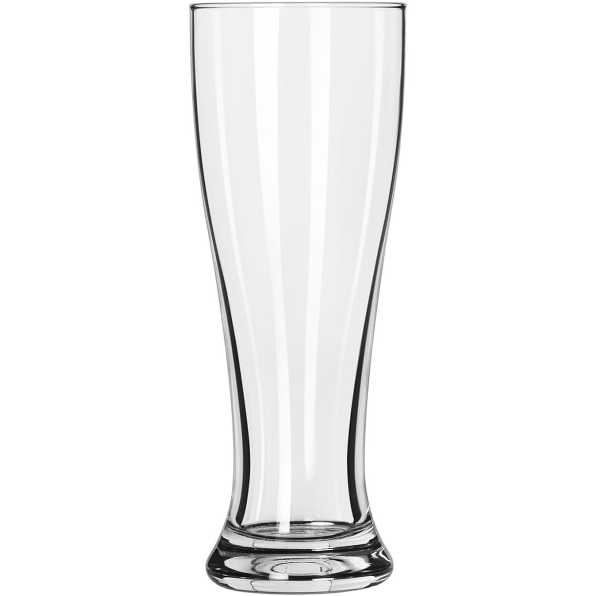 Libbey 1604 16 oz clear pilsner glass with flared bottom and wide top