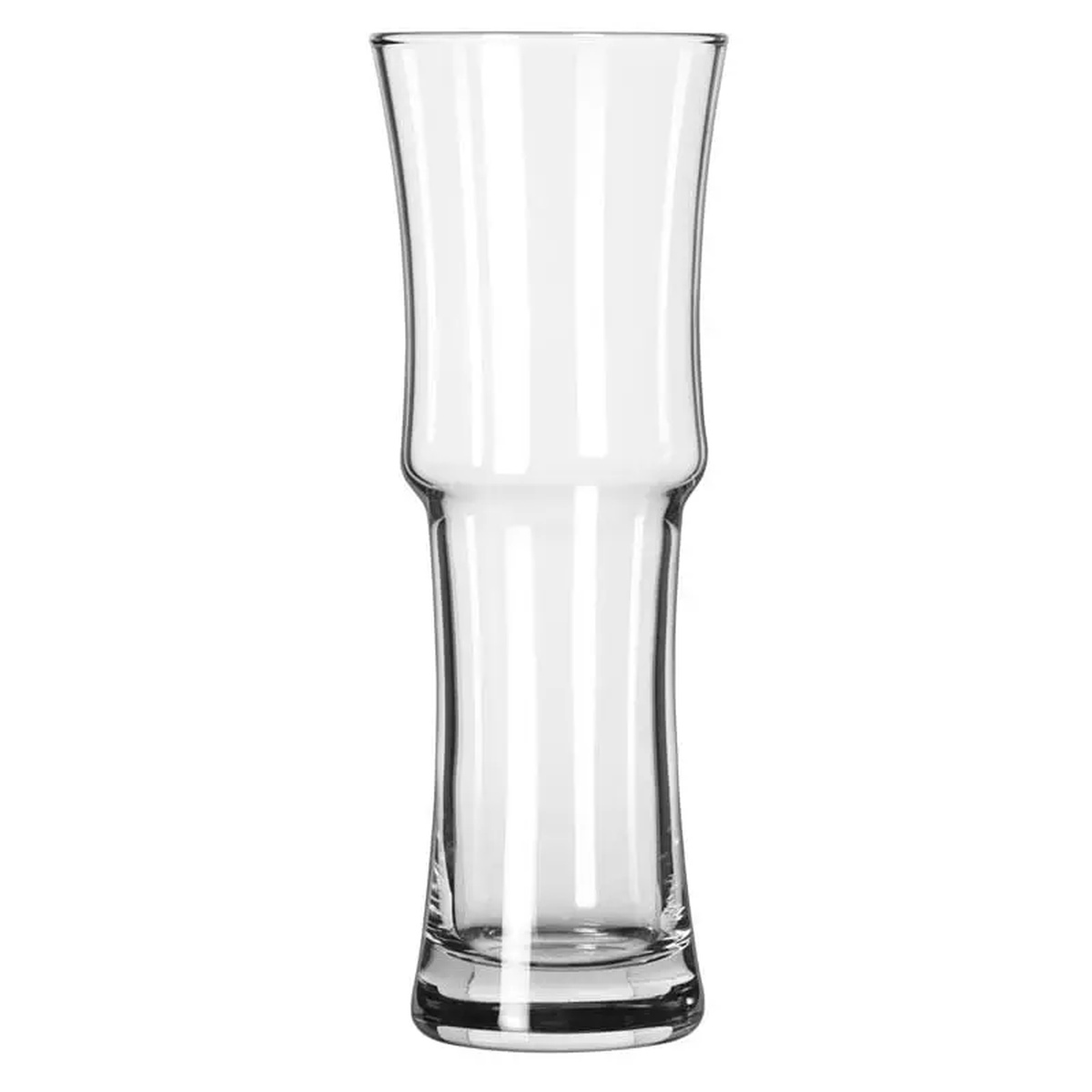 Libbey 1619 Napoli Grande 15.5 oz clear footed hurricane glass, showing the two-tier silhouette and middle ridge