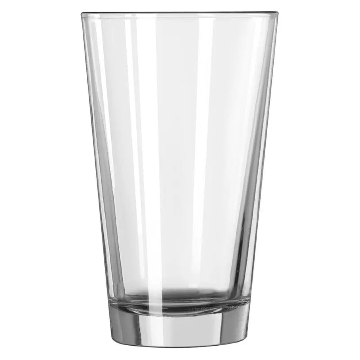 Libbey 1632HT 18 oz. clear mixing glass with tapered conical shape and thick base