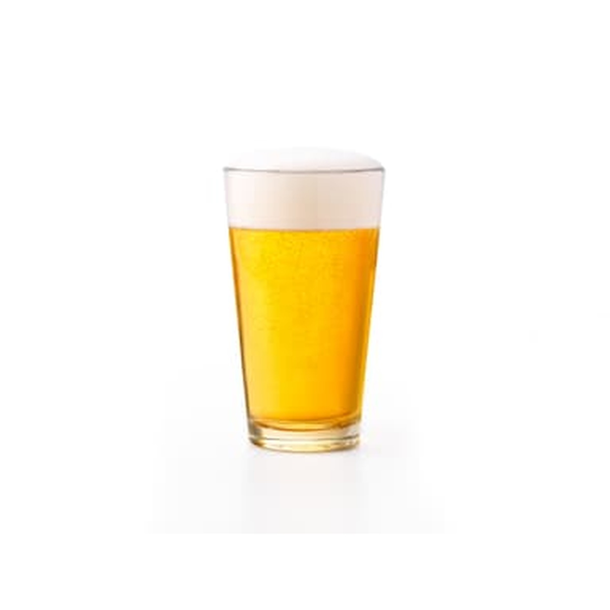 Libbey 1639HT pint glass filled with lager and a thick white foam head