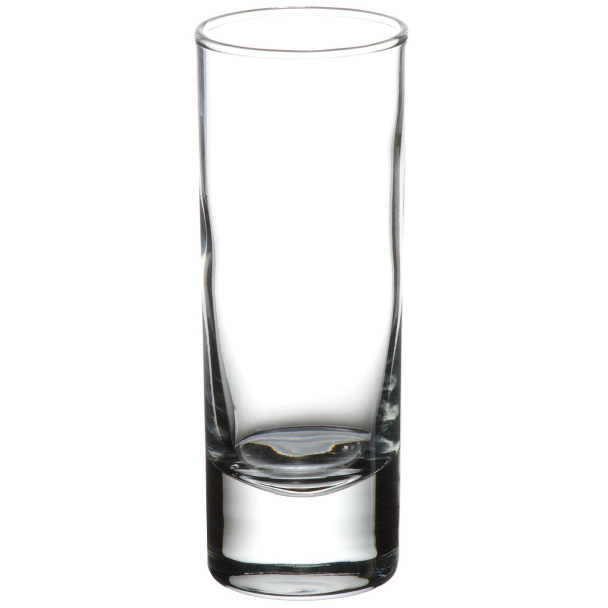 Libbey 1650 Chicago 2.5 oz. clear cordial shot glass with thick sham base and straight cylindrical sides