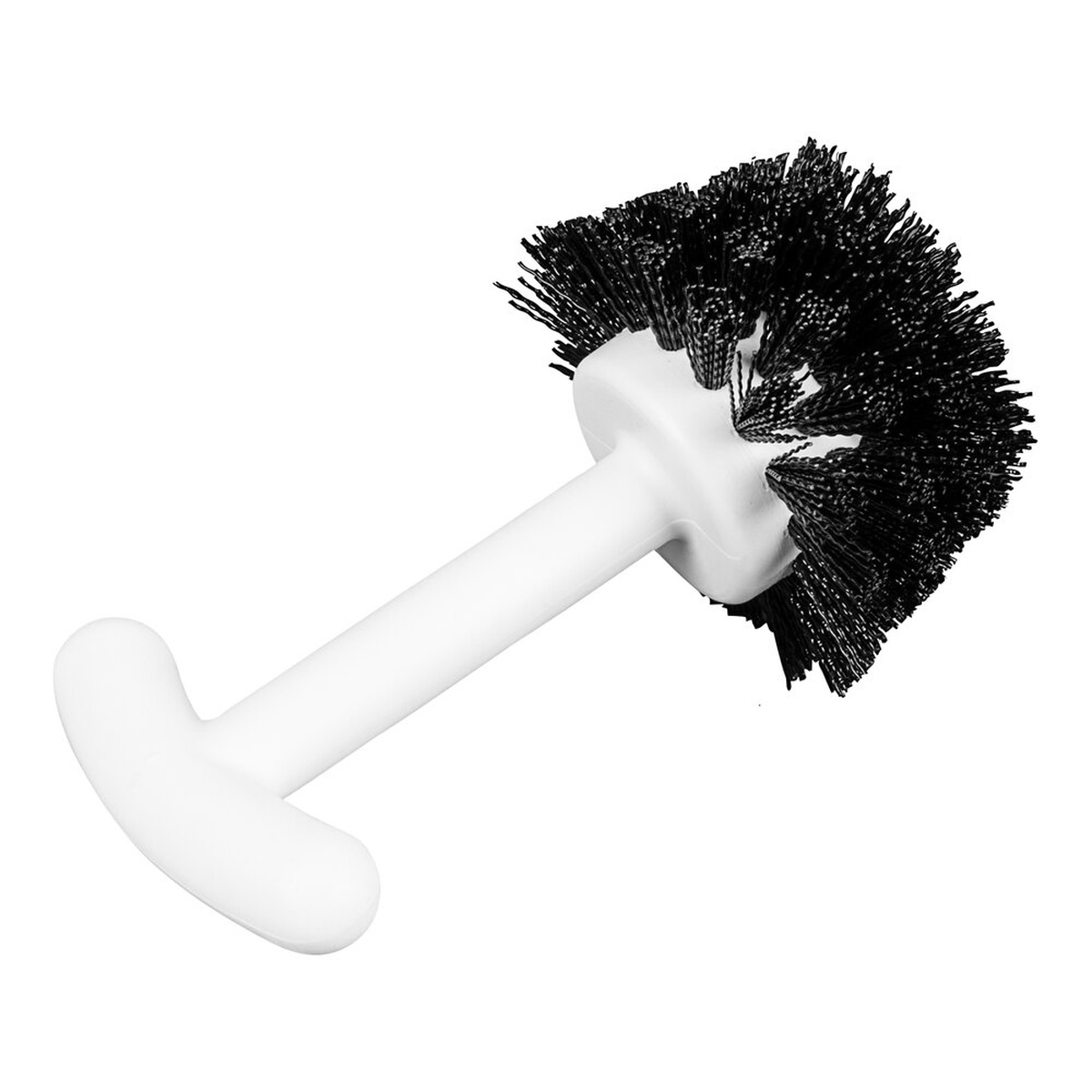 Ateco 1659 muffin pan cleaning brush with white ergonomic handle and black nylon bristle head on white background