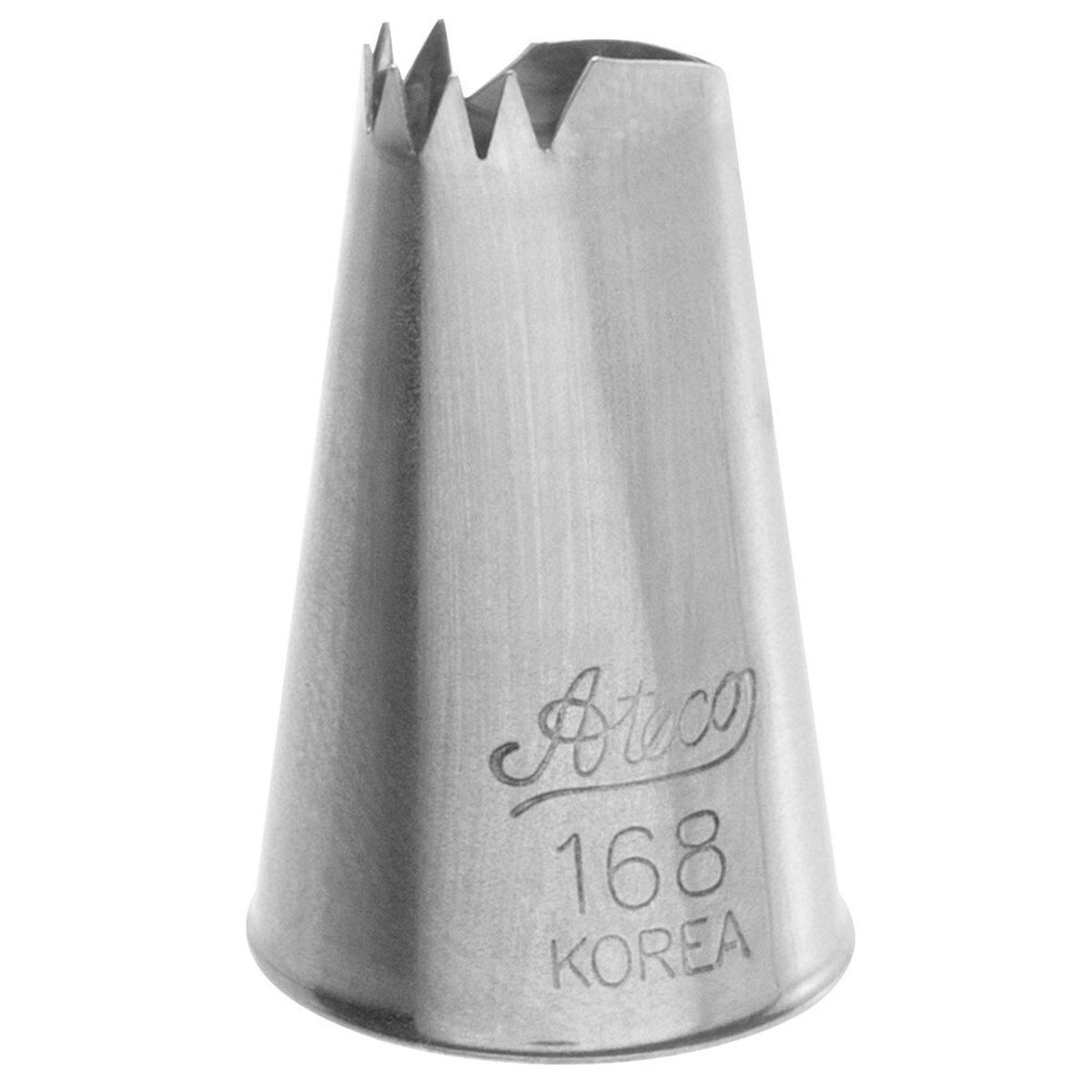 Ateco 168 left-handed curved petal stainless steel piping tip with star-cut opening