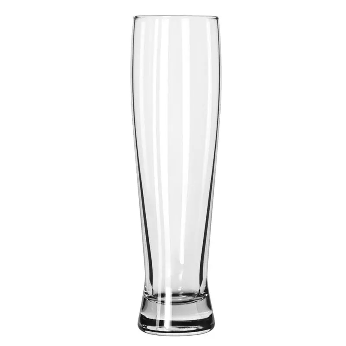 Libbey 1690 Altitude 16 oz. tall beer glass, empty, showing slender vertical profile and thick base
