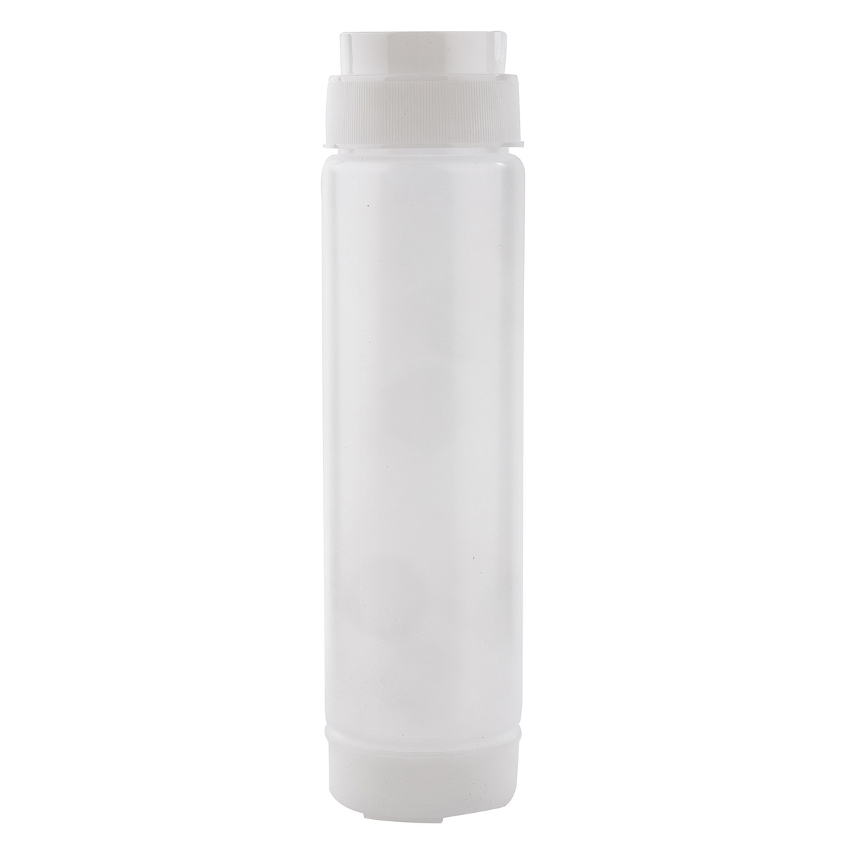 TableCraft 16SV InvertaTop 16 oz natural squeeze bottle shown upright on white background, displaying the ValveTop dispensing cap and sturdy base collar