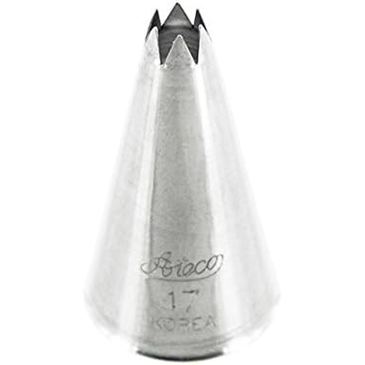 Ateco #17 open star piping tip made of stainless steel, engraved with brand name and tip number