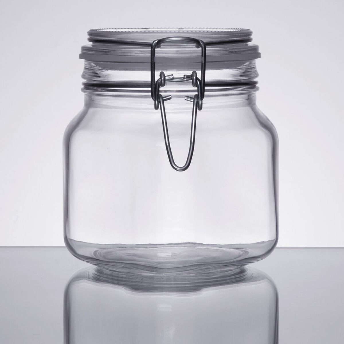 Libbey 25.25 oz clear glass garden jar with wire clamp lid and rubber seal