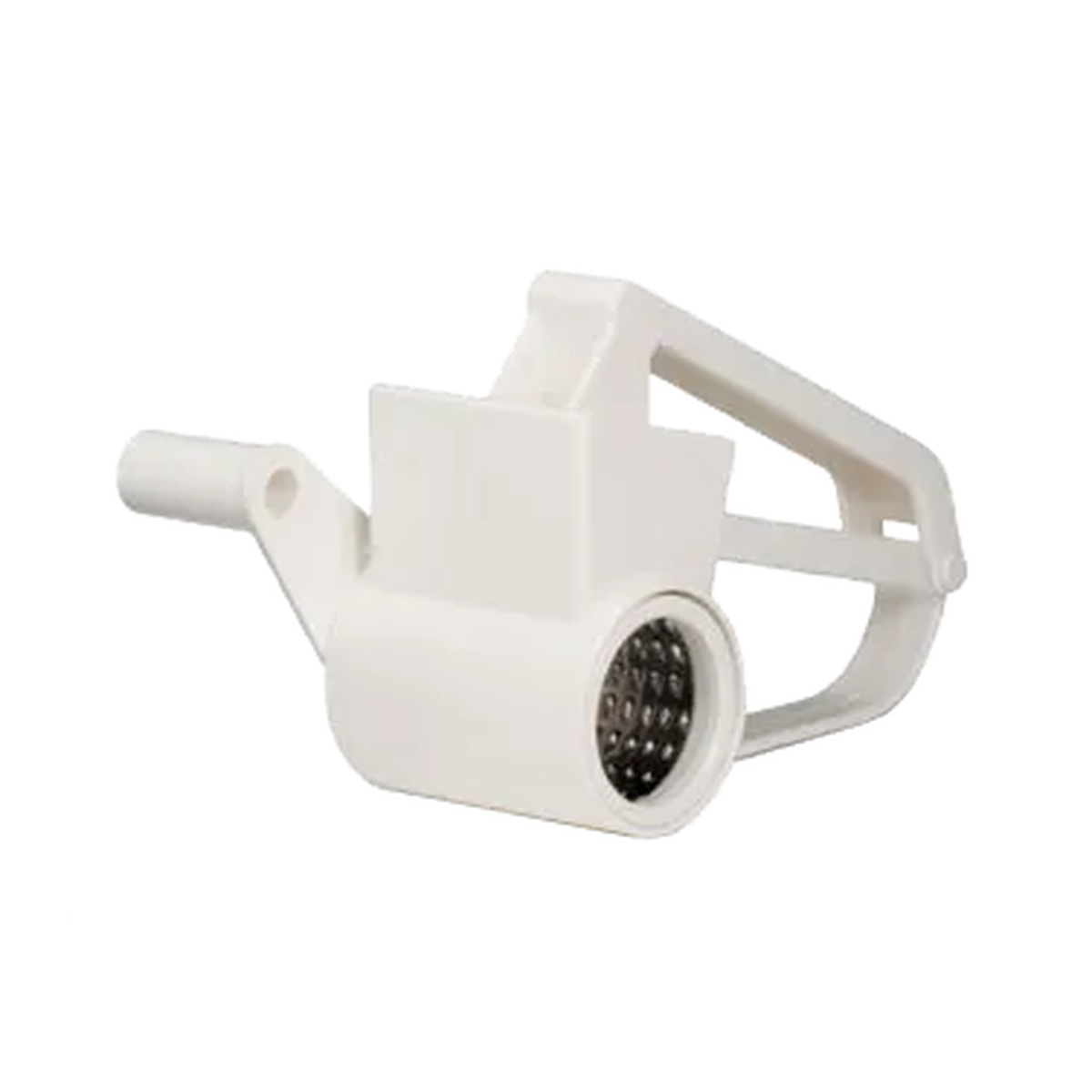TableCraft 174 white plastic rotary cheese grater with stainless steel drum