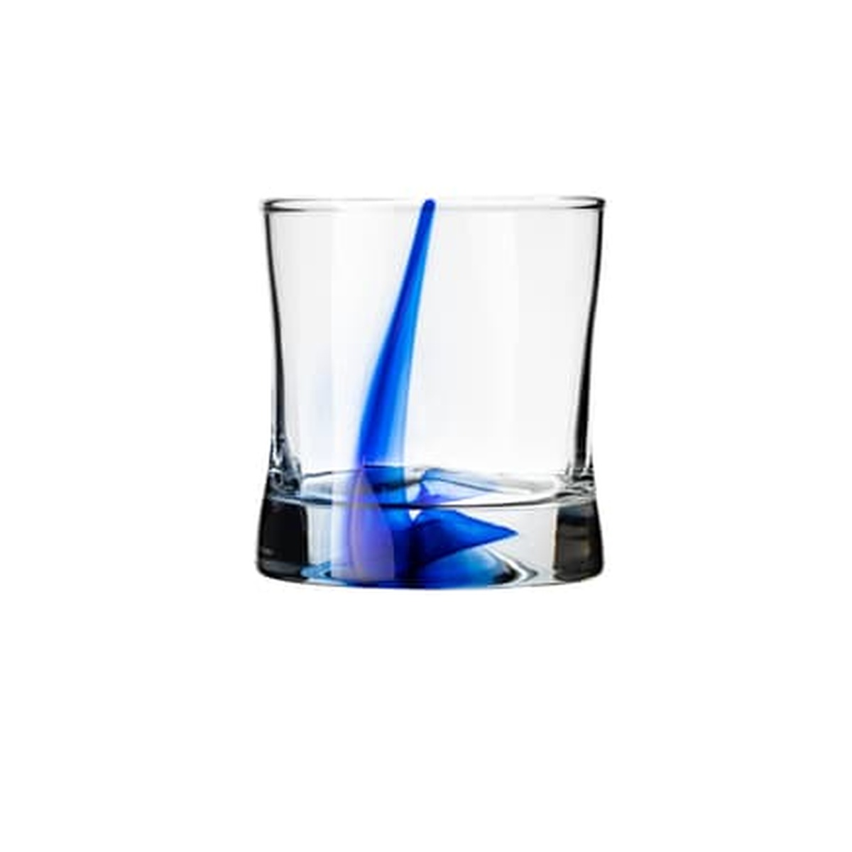 Libbey Impressions Old Fashioned glass showing distinctive dimpled bottom detail from front angle