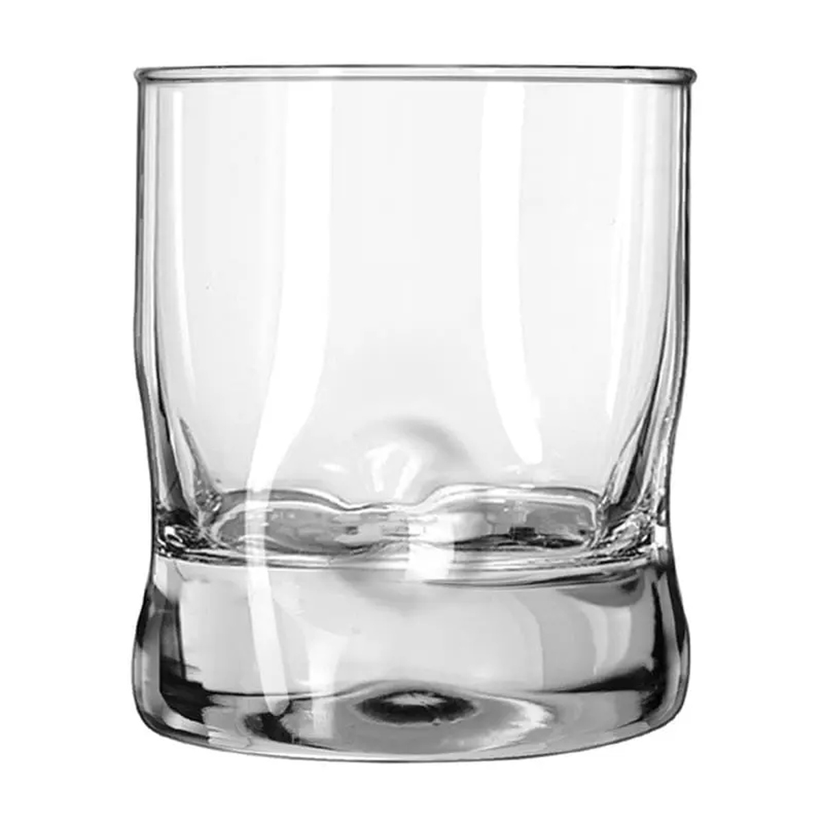 Libbey Impressions Double Old Fashioned Glass, clear with dimpled sides and heavy base, on white background