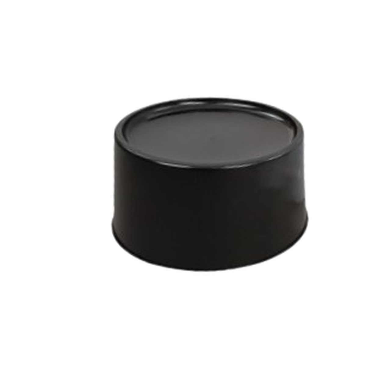 Cresco Resco 176BDBSBK round black plastic base for beverage dispensers, viewed from a slight angle showing cylindrical form