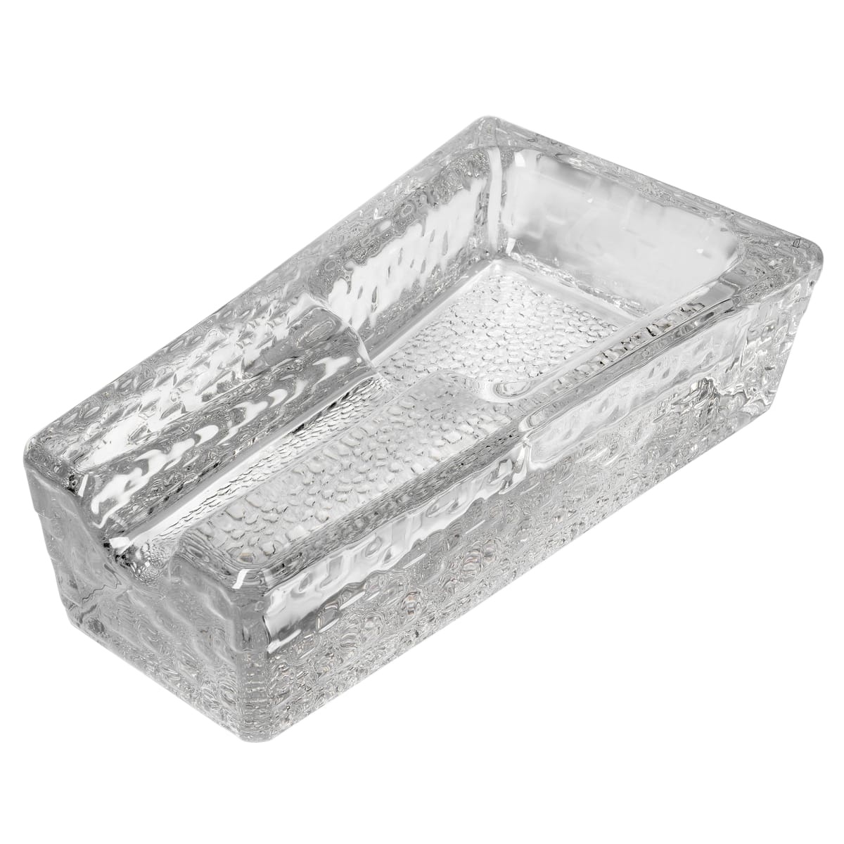 Libbey 1783682 clear textured glass cigar ashtray shown from an angled overhead perspective