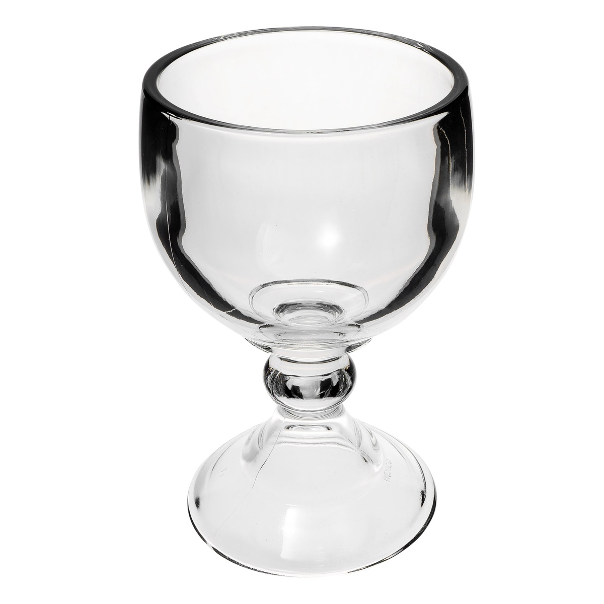 Libbey schooner glass angled view highlighting the thick glass walls and deep bowl