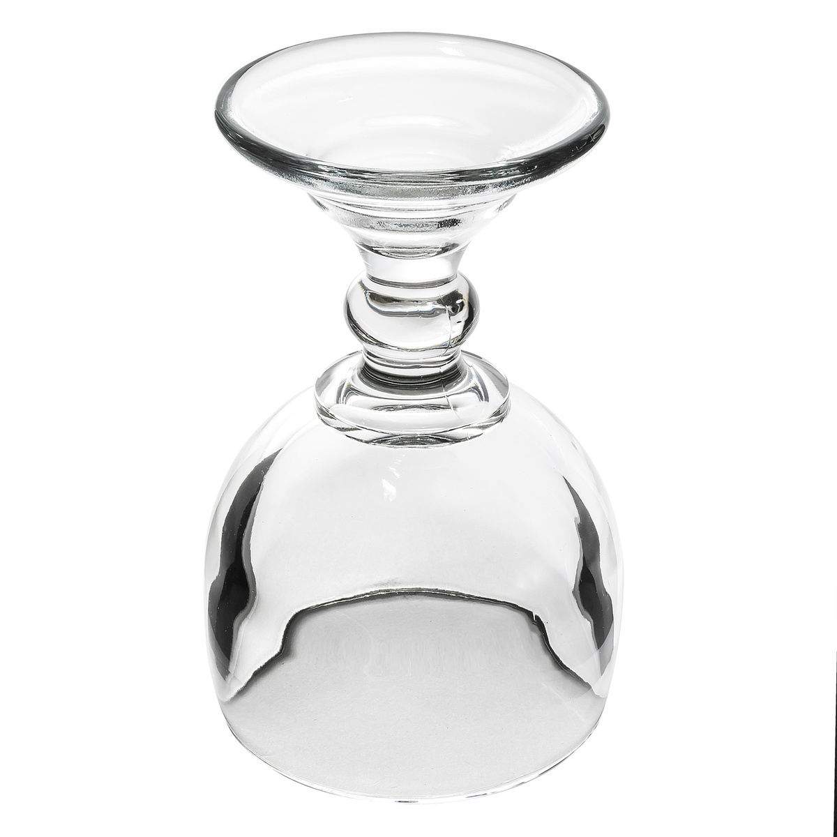 Libbey schooner glass inverted view showcasing the sculpted pedestal stem with ball detail