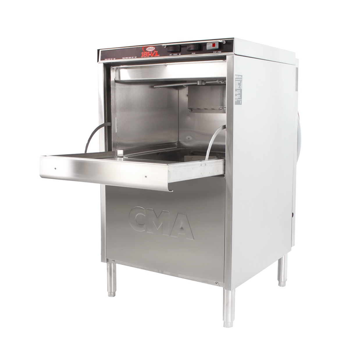 CMA 181-VL undercounter glasswasher with door open