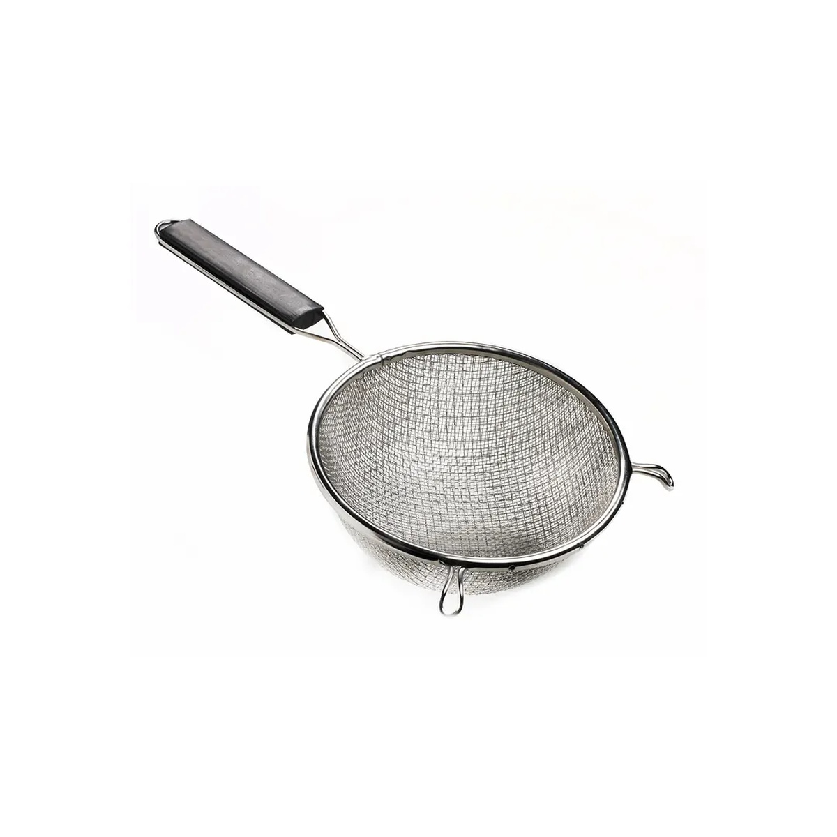 Browne USA 18199 10-1/4 inch double mesh stainless steel strainer with plastic handle and wire rim