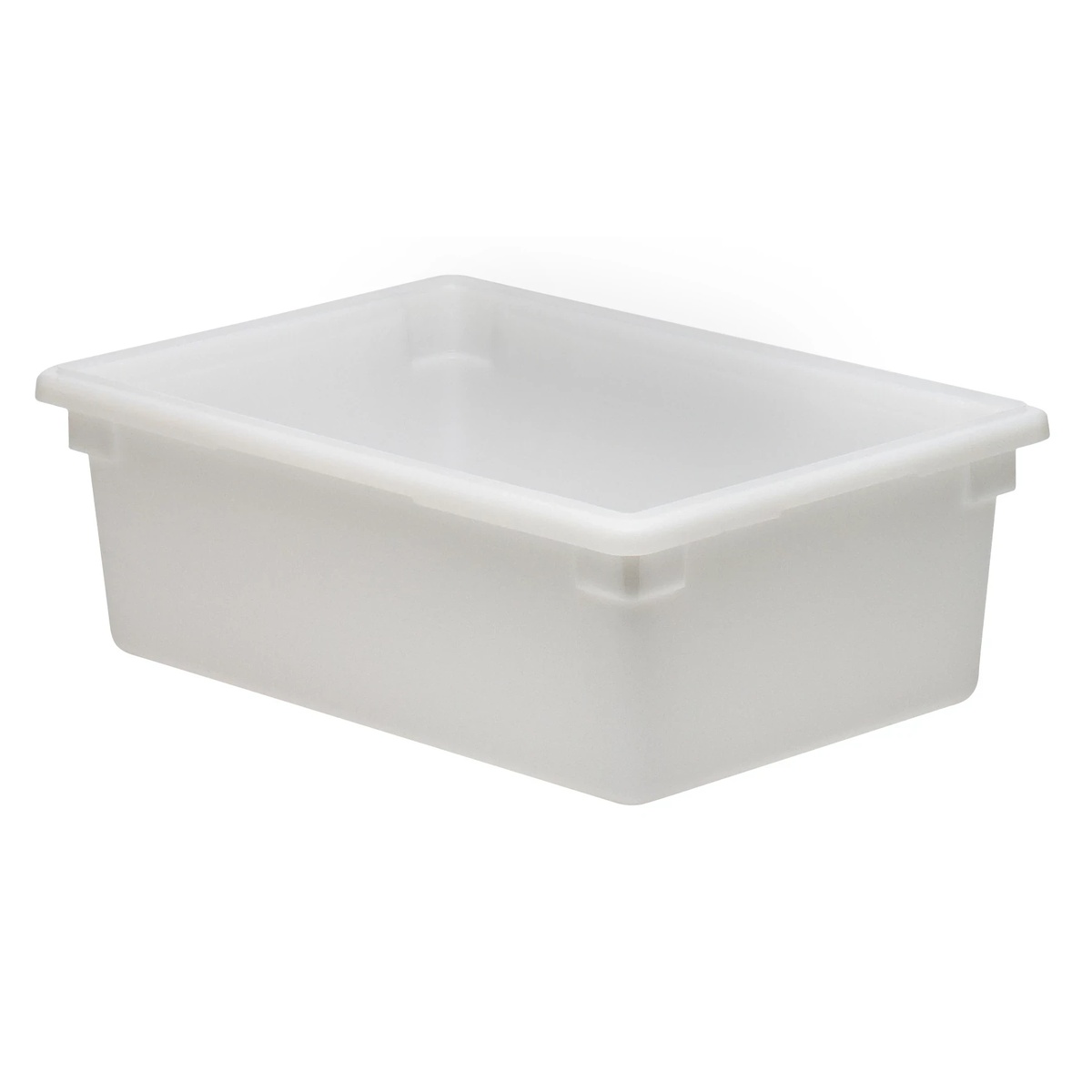 Cambro 182612P148 white poly food storage box without lid, showing molded handles and textured bottom