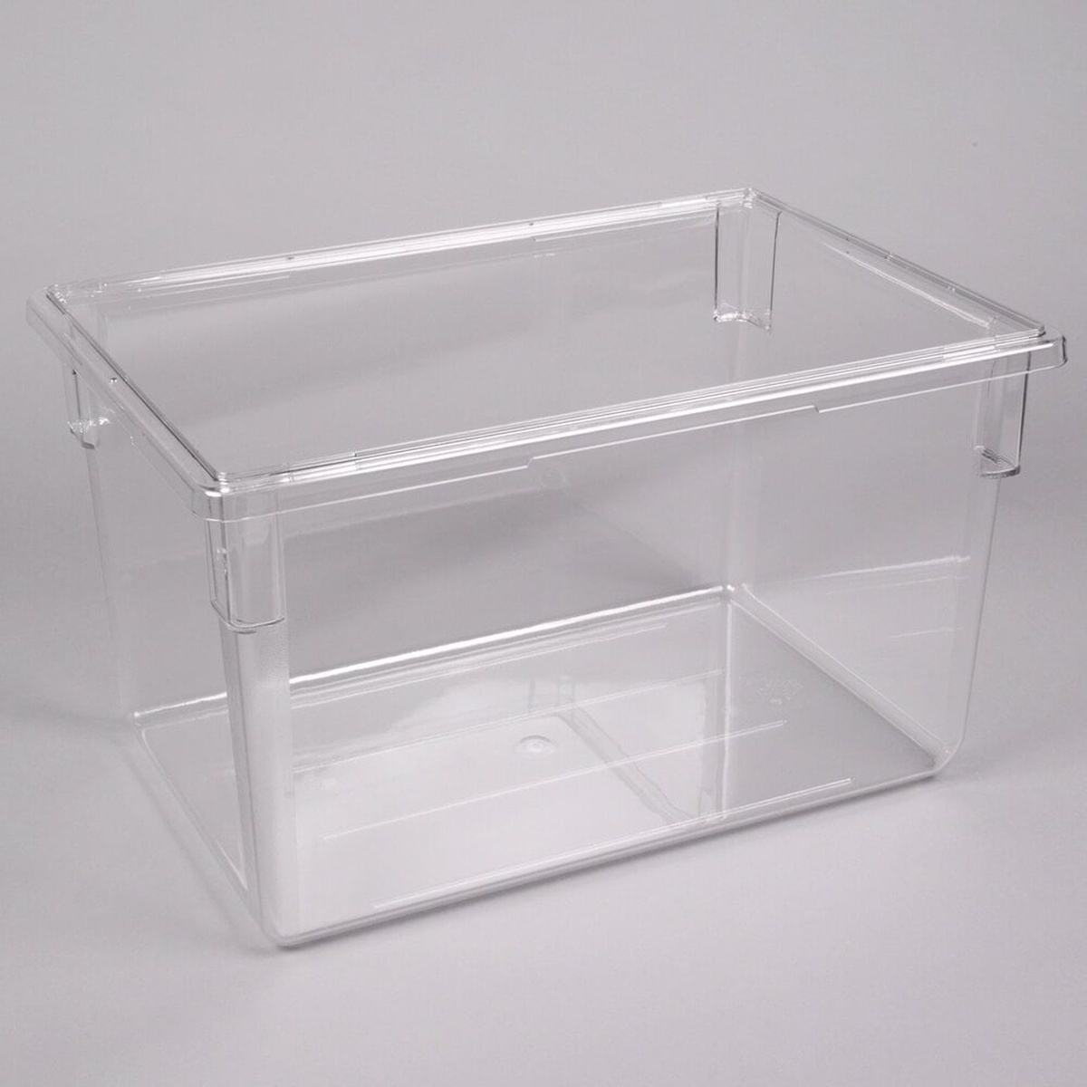 Cambro 182615CW135 clear polycarbonate food storage box, 26 x 18 x 15 inches, empty