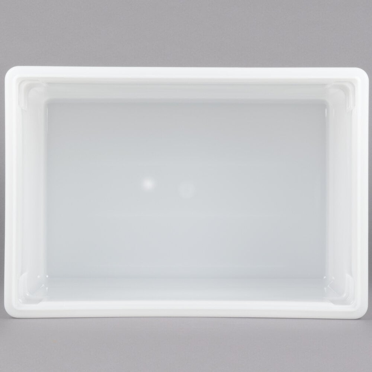 Cambro 182615P148 white food storage box seen from above showing textured bottom and interior