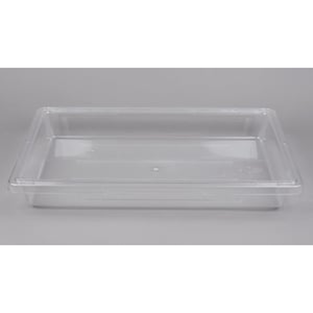 Cambro 18263CW135 clear polycarbonate food storage box showing full profile and corner handle detail