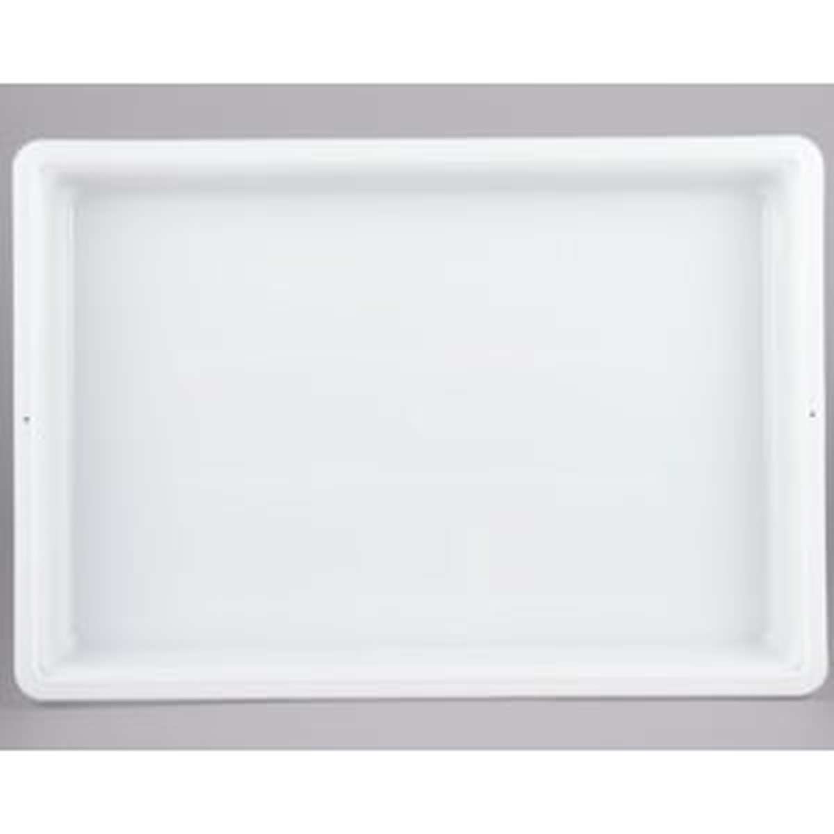 Top-down view of Cambro 18263P148 white food storage box showing flat interior base