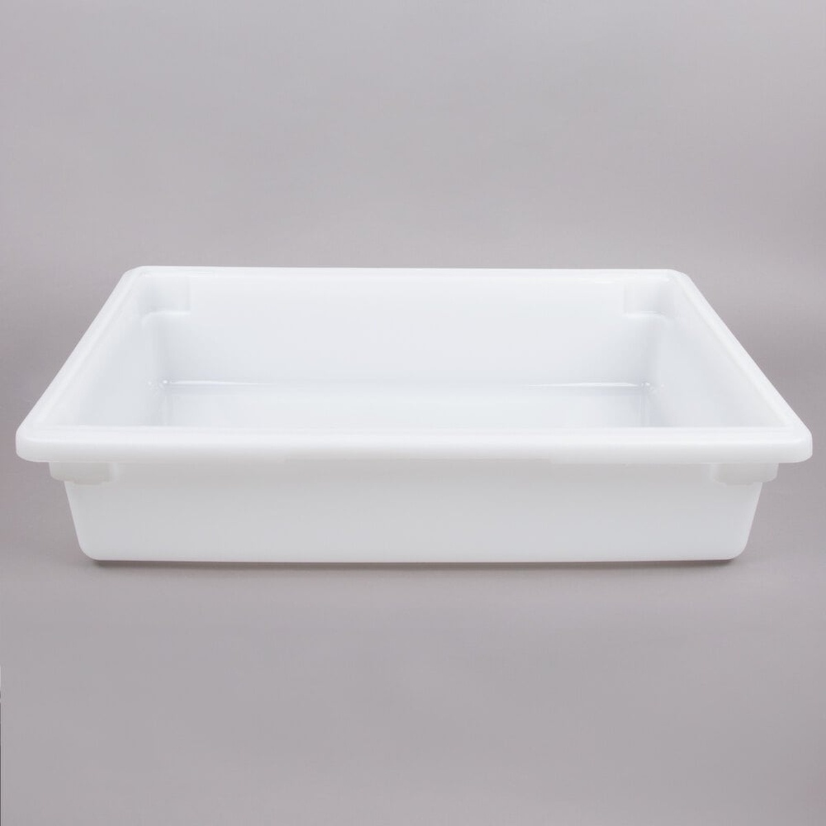 Cambro 18266P148 white food storage box angled view on gray background