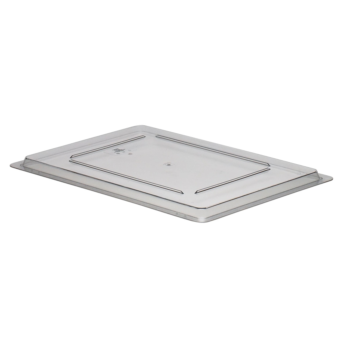 Cambro 1826CCW135 Camwear clear flat lid for 18 x 26 inch food storage box, shown from above on white background