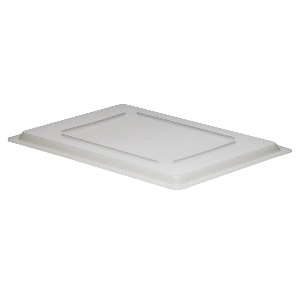 Cambro 1826CP148 white poly flat lid for full-size food storage box, angled top view