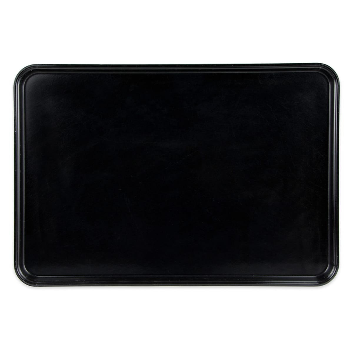 Cambro 1826MT110 black rectangular fiberglass market display tray, top-down view