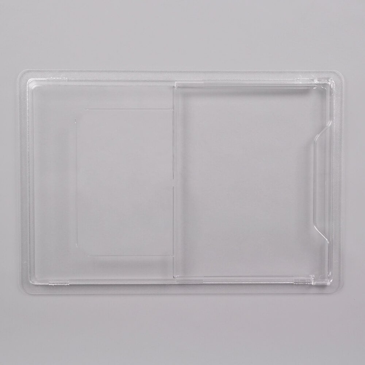 Top-down view of the Cambro 1826SCCW135 clear sliding lid showing the full panel open position and surrounding frame