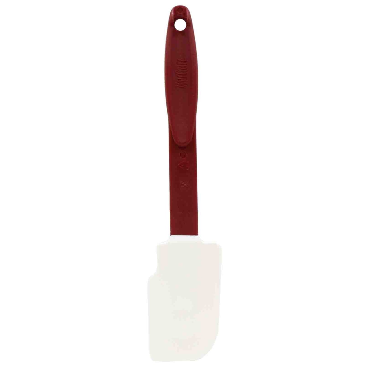 TableCraft 1862 high heat spatula with white silicone blade and red nylon handle on white background