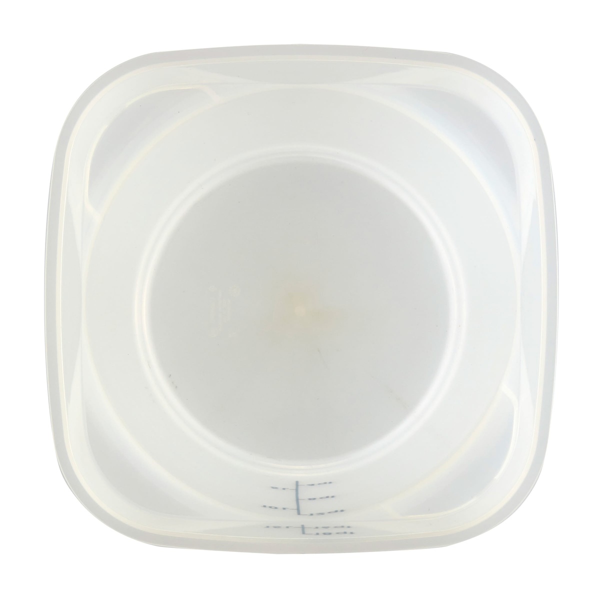 Top-down view of Cambro 18 qt round food storage container showing square-compatible top opening