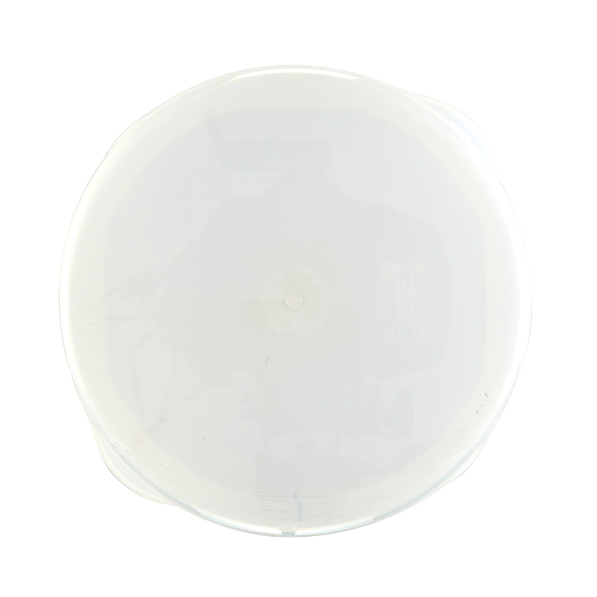 Bottom view of Cambro 18 qt translucent round polypropylene food storage container