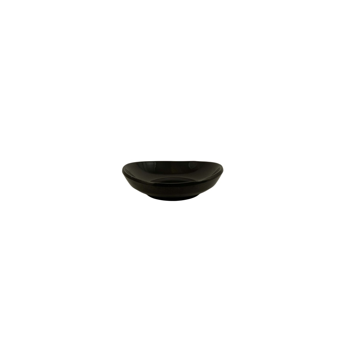 Thunder Group 19035BK black round melamine saucer, angled top view