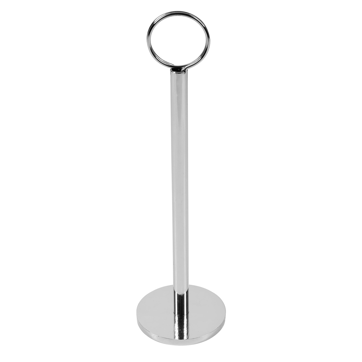 TableCraft 1908 chrome number stand viewed from a slightly different angle showing full height and base