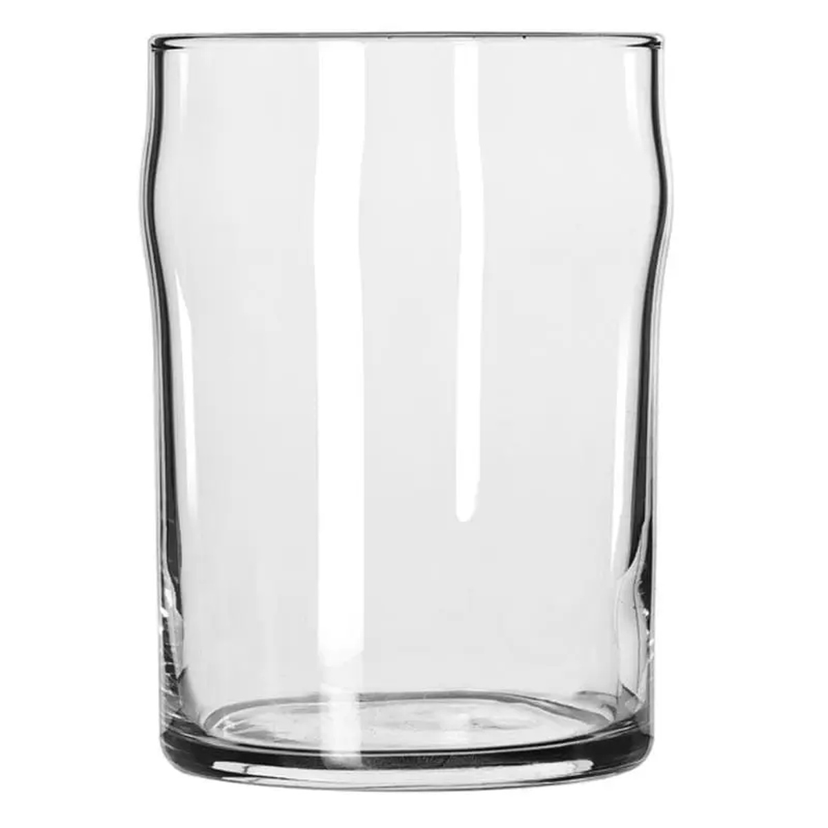 Libbey 1910HT No-Nik 10 oz. clear glass tumbler with nonic bulge profile on white background