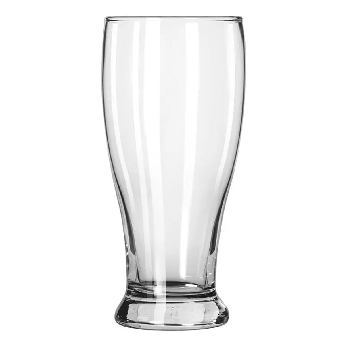 Libbey 195 clear 19 oz pub glass with curved walls, flared base, and thick heavy bottom