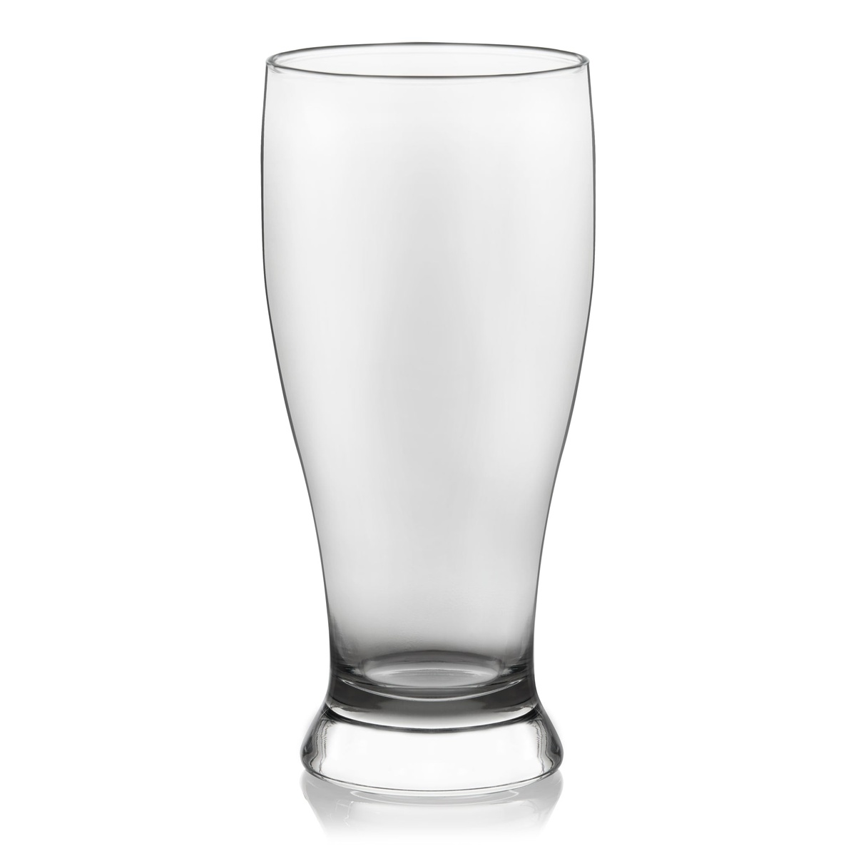 Empty Libbey 19 oz pub beer glass showing its classic tulip silhouette and footed base