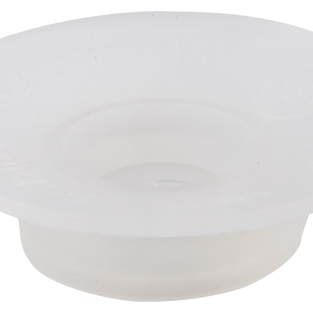 Side profile view of a single Tablecraft 1SV silicone valve showing its low-profile curved shape