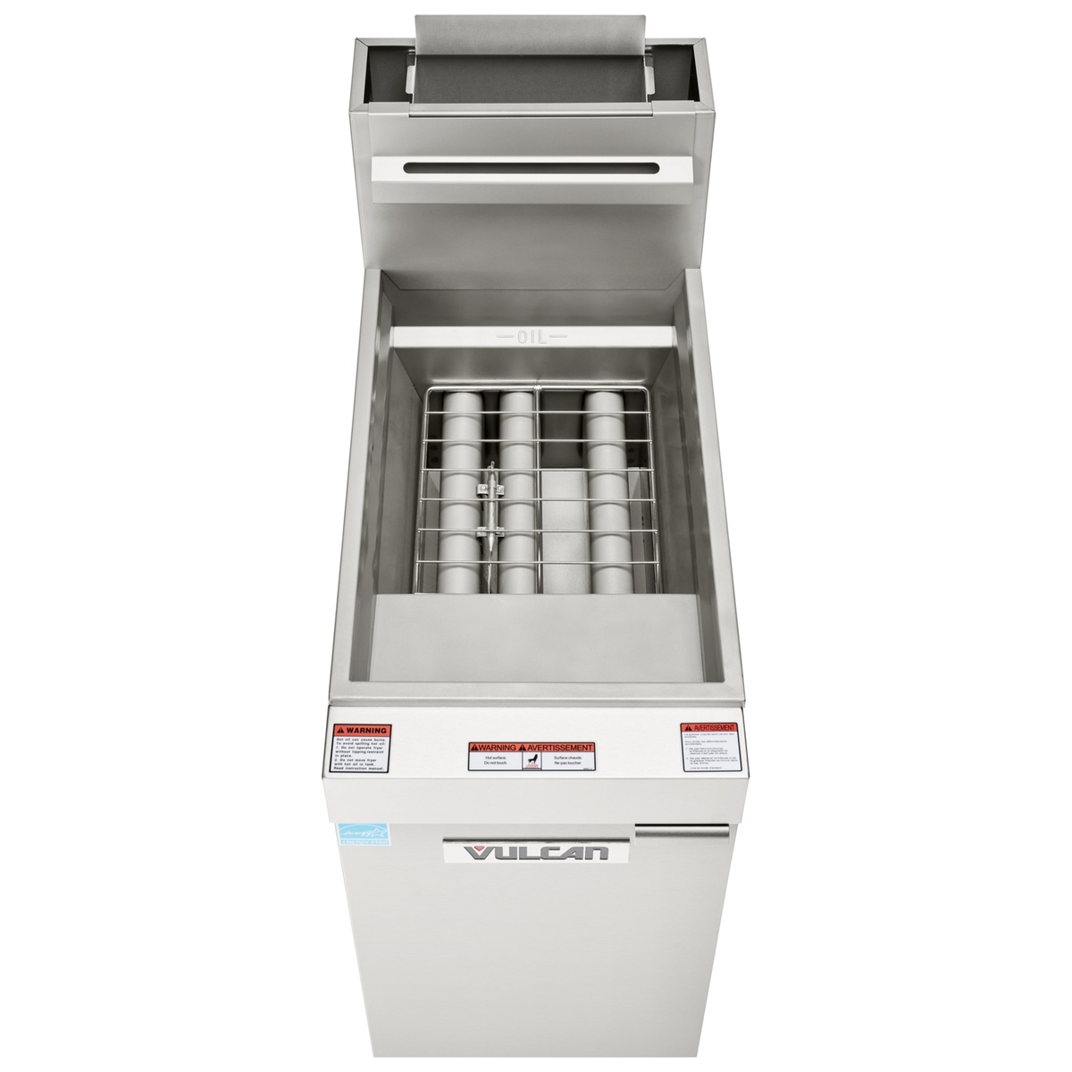 Top view of fry tank showing tube style heat exchanger layout