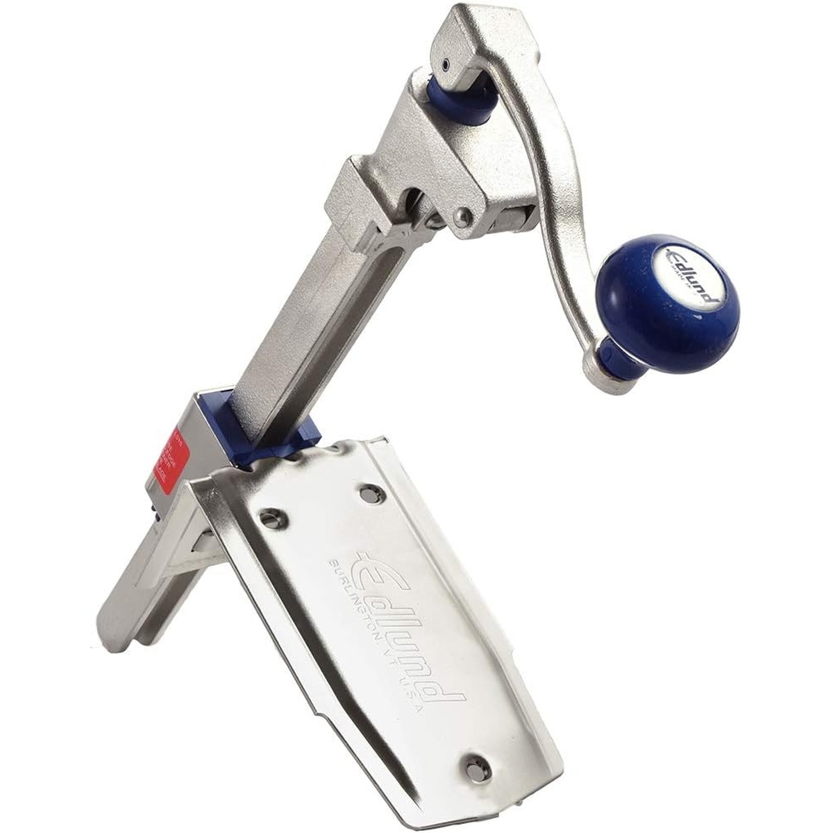 Edlund #2 Old Reliable manual can opener with plated steel base and blue Delrin knob