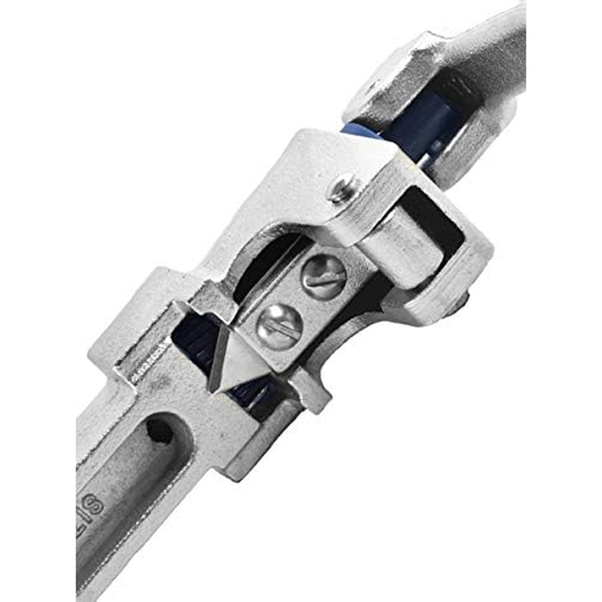 Close-up of Edlund #2 can opener cutting head and blade mechanism