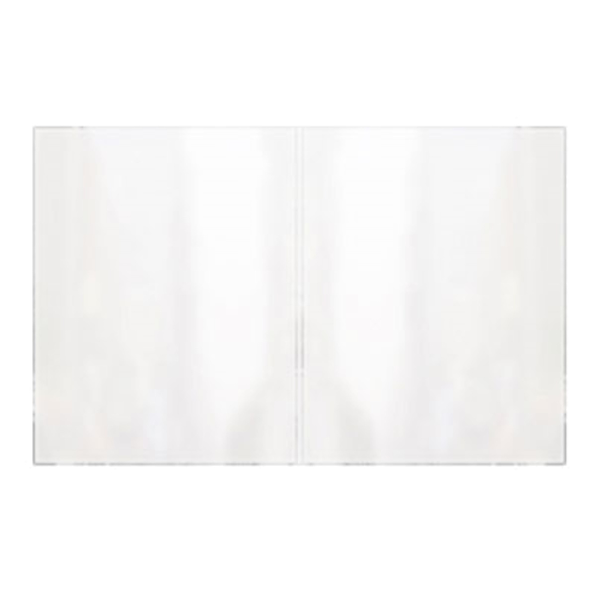 Risch 200 clear vinyl double-pocket menu cover open flat showing two transparent panels