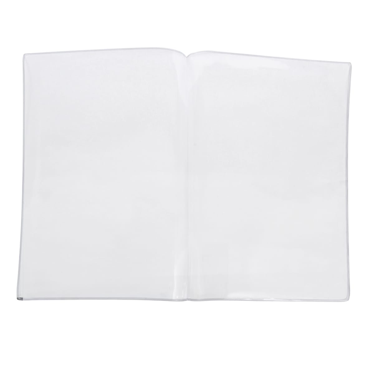 H. Risch clear vinyl double pocket menu cover shown open, displaying both interior pockets
