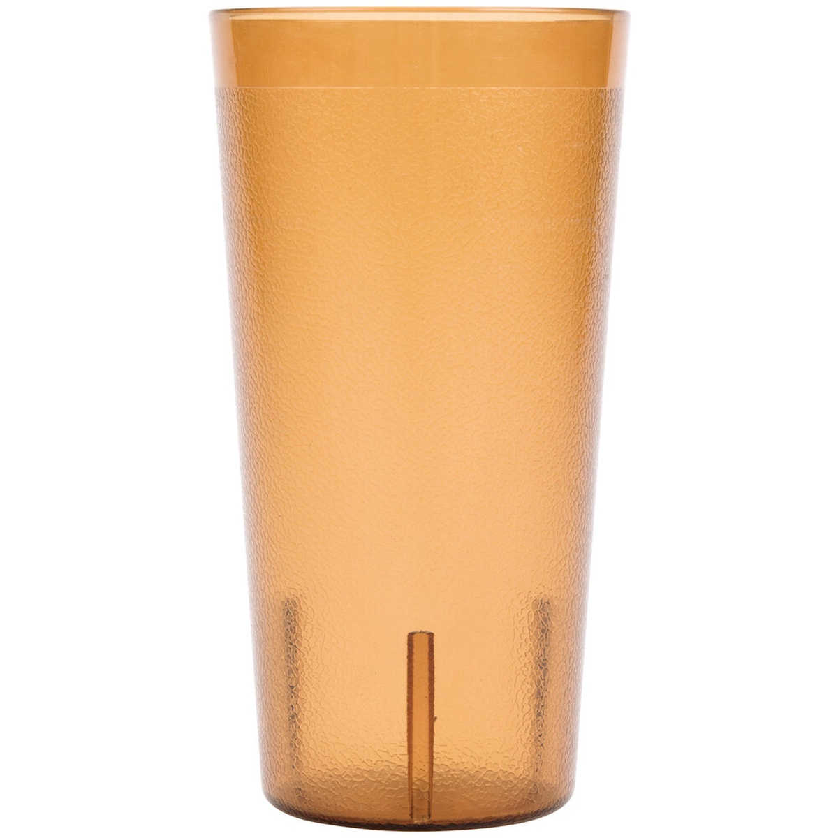 Cambro 2000P153 22 oz amber SAN plastic tumbler with pebbled exterior on white background