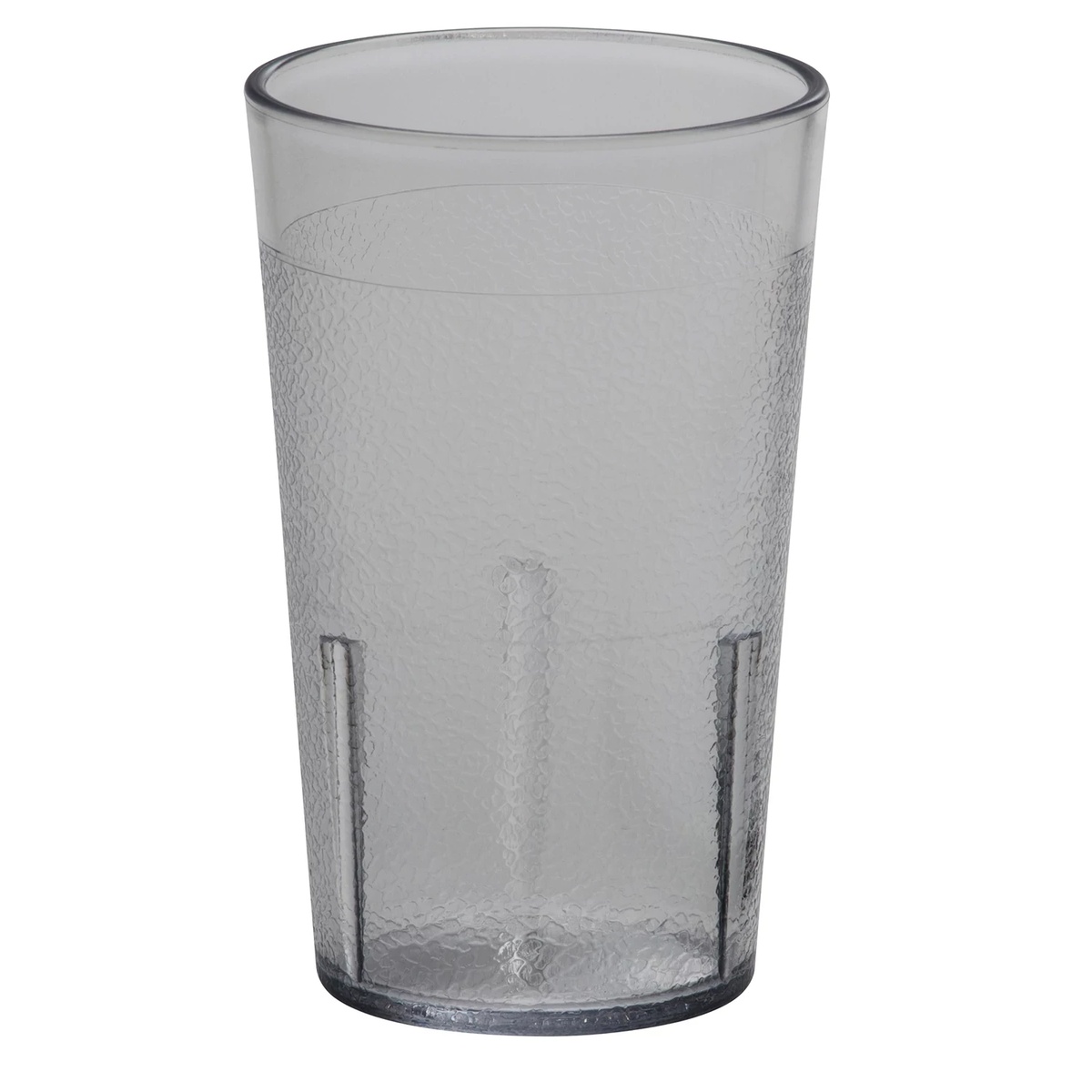 Cambro Colorware 22 oz. SAN plastic tumbler showing pebbled exterior texture and interior stacking lugs