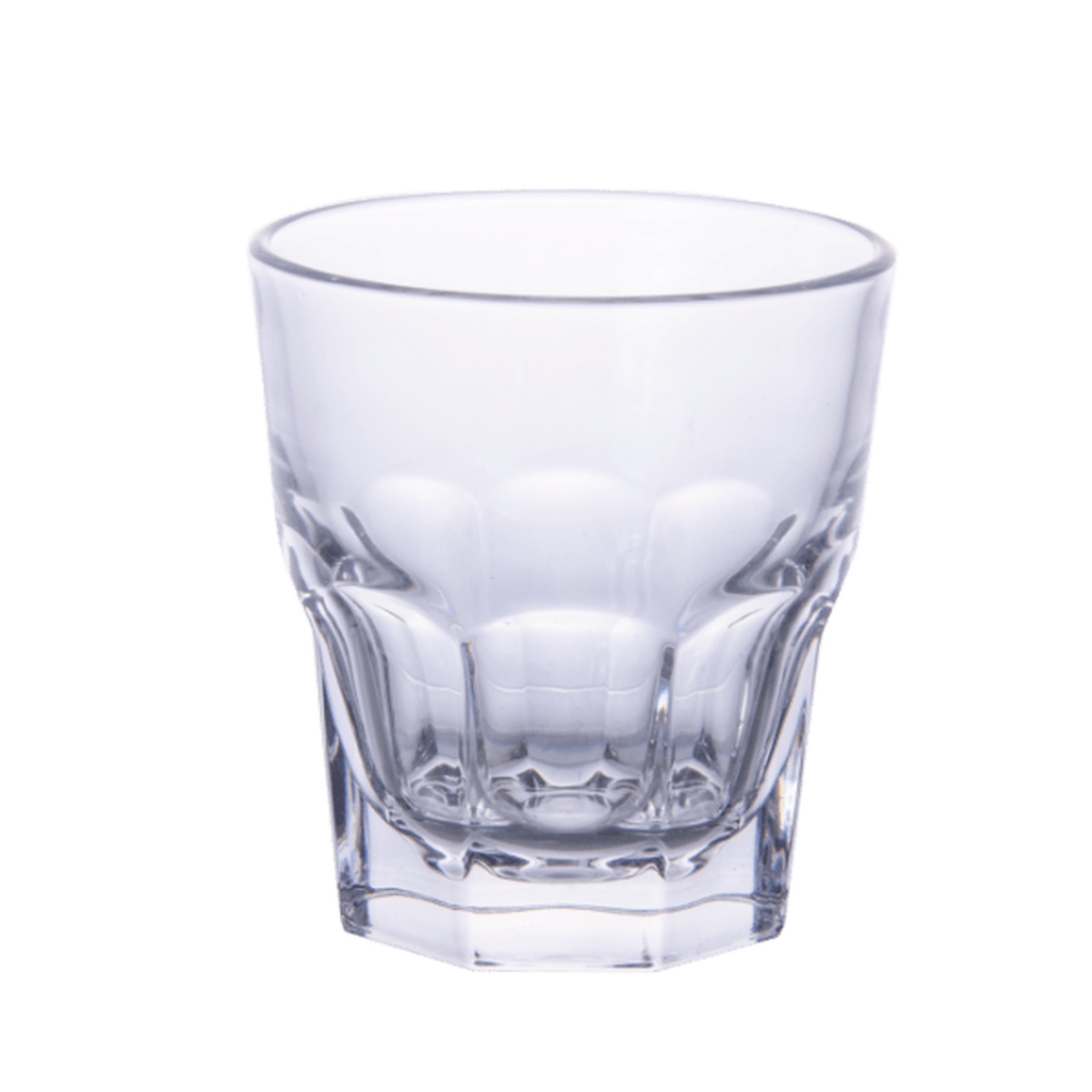 Enhanced Glassware 2010 10 oz short tempered glass tumbler, clear, with faceted base detail