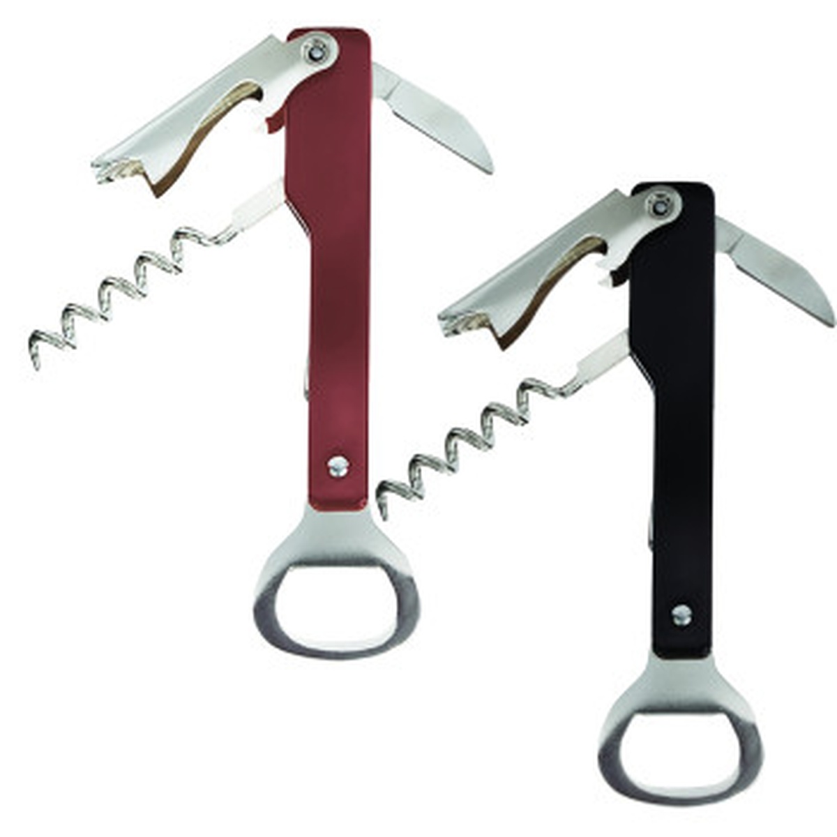 Franmara Wine Steward's Corkscrew shown in Burgundy and Black handle color variants side by side