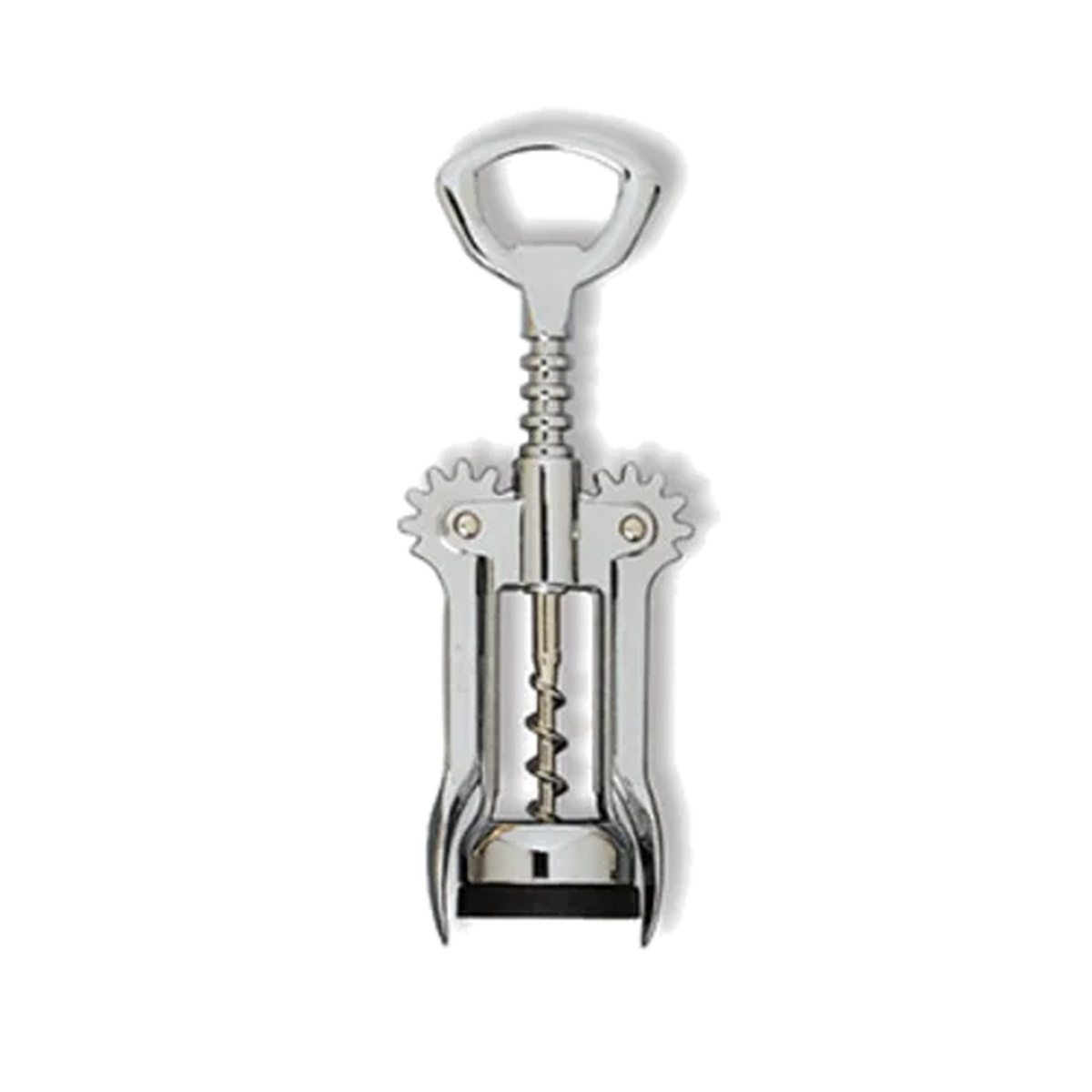 Franmara chrome-plated wing corkscrew with auger spiral and integrated bottle cap opener