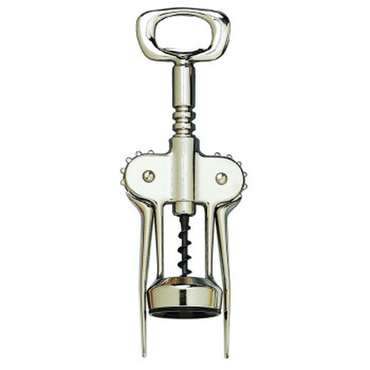 Franmara 2045-BXR Deluxe Wing Corkscrew, chrome-plated with black auger spiral and bottle cap opener